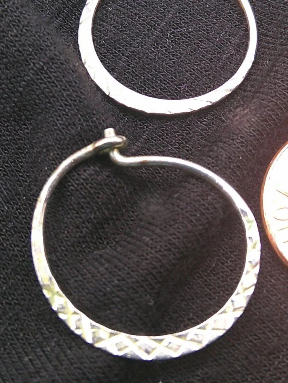 Sterling Silver Etched Flat Hoops - Picture 3 of 3